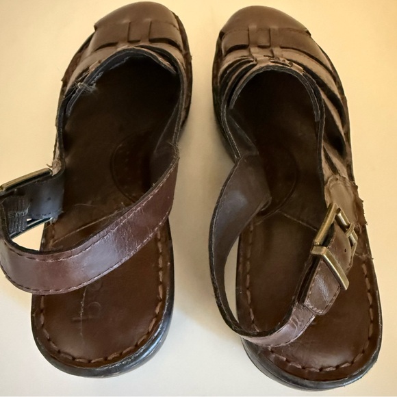 boc Women's Woven Mule Adjustable Strap Size 8 Brown Faux Leather with Buckle - Picture 6 of 13